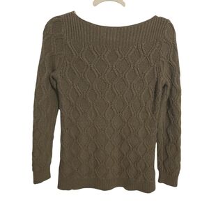 LOFT | Women's Olive Green/Brown Cable Knit Wool Blend Sweater (Size Medium)